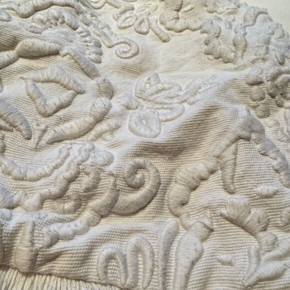 Vintage Embroidered Cotton Canvas Crop White Mini Vest Western Boho Fringe - Picture 2 of 6